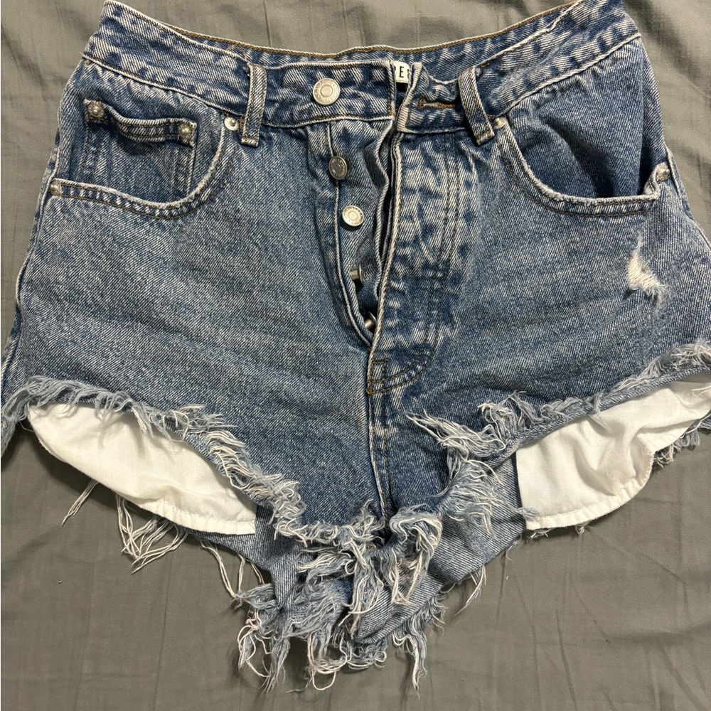 distressed jean shorts